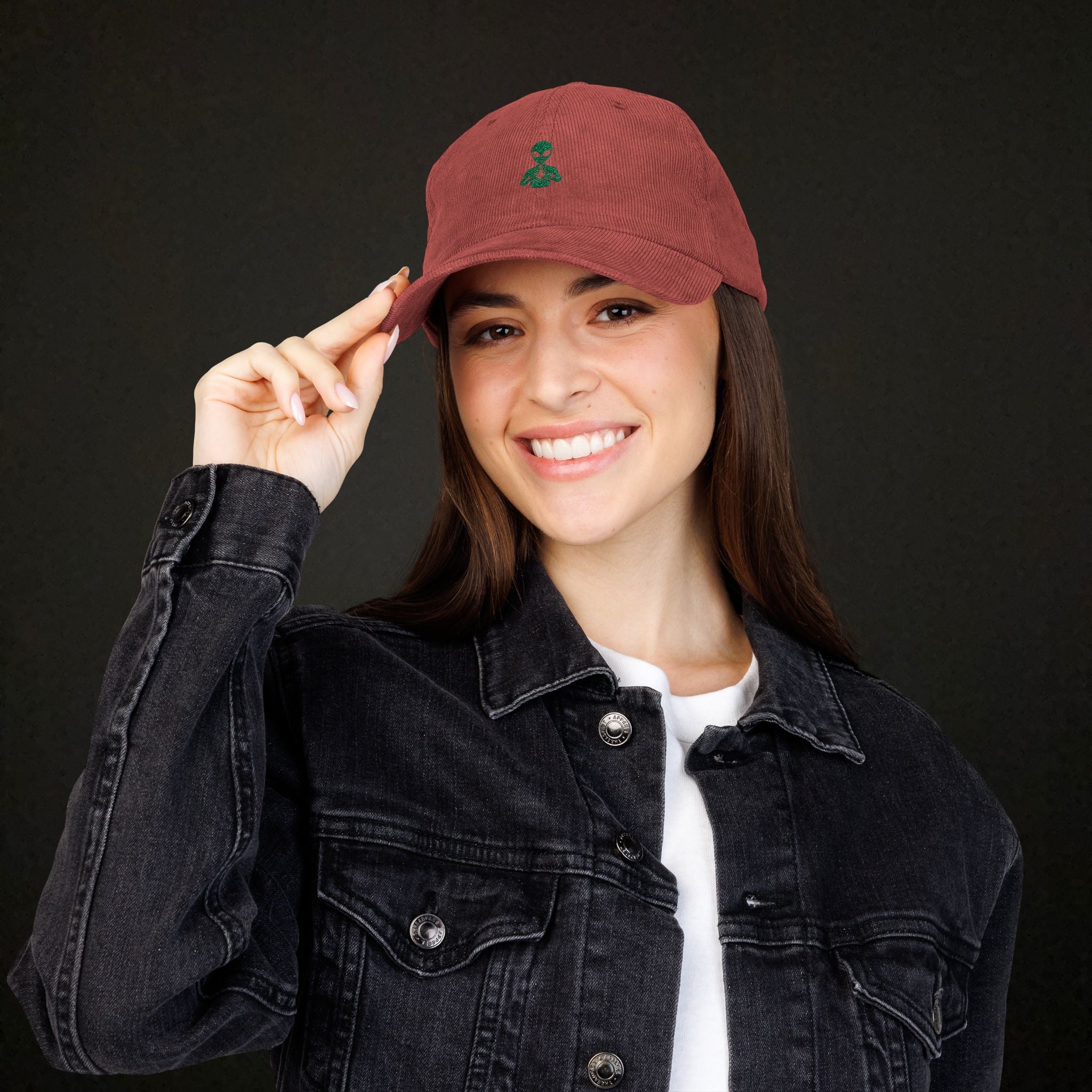 Embroidered Alien Corduroy Cap